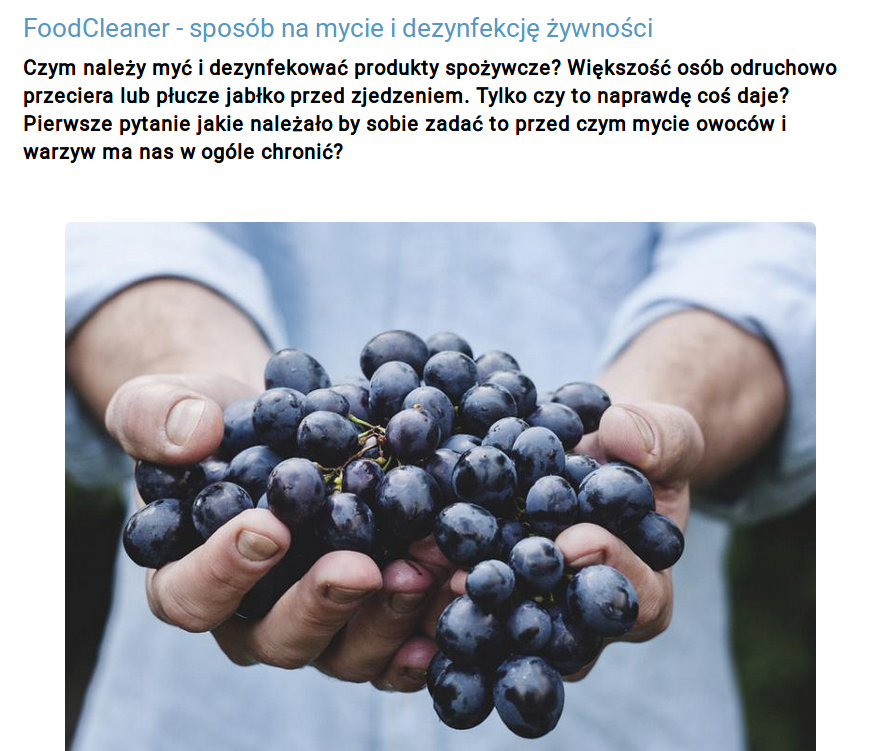 Ekologia.pl - sposób na mycie i dezynfekcję żywności